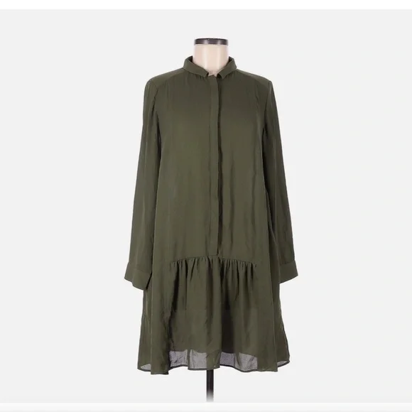 banana republic green shirt dress Stretch-Cotton Poplin Pintuck Shirt Dress